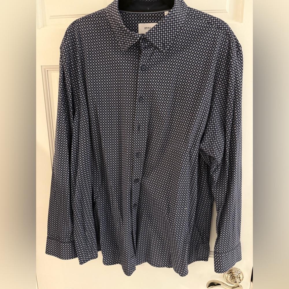 Brax Men's Blue Patterned Shirt